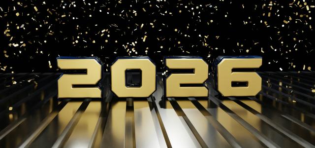 Golden 2026 numbers with falling confetti by BoliviaInteligente courtesy of Unsplash.